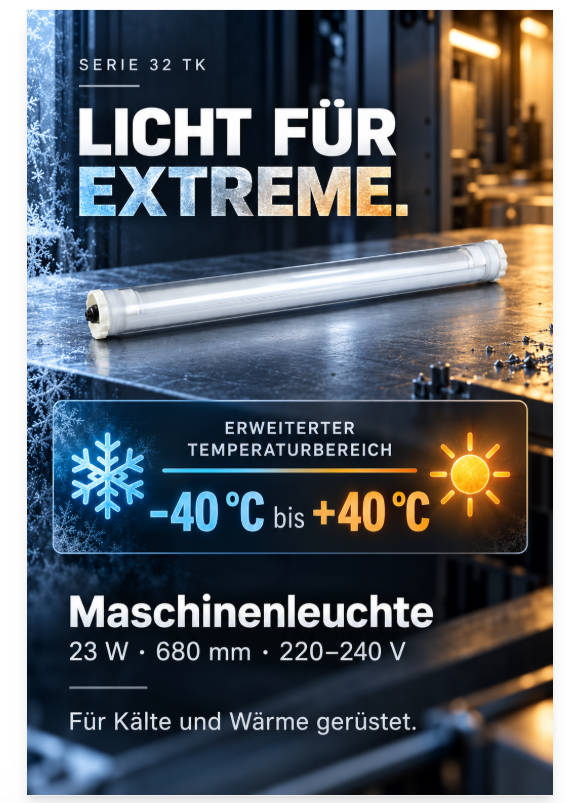 Kältebereich - Serie 32 TK – 680 mm – 2.200 lm – 220–240 V – bis -40 °C